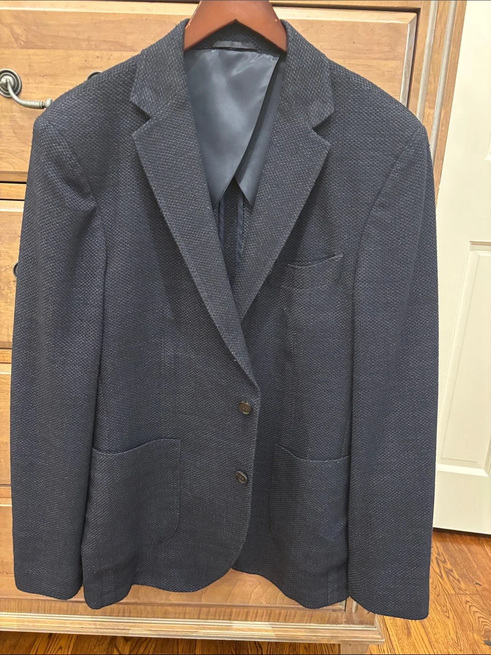 Rodd& Gunn Size L Men's Navy Textured Two-Button Blazer